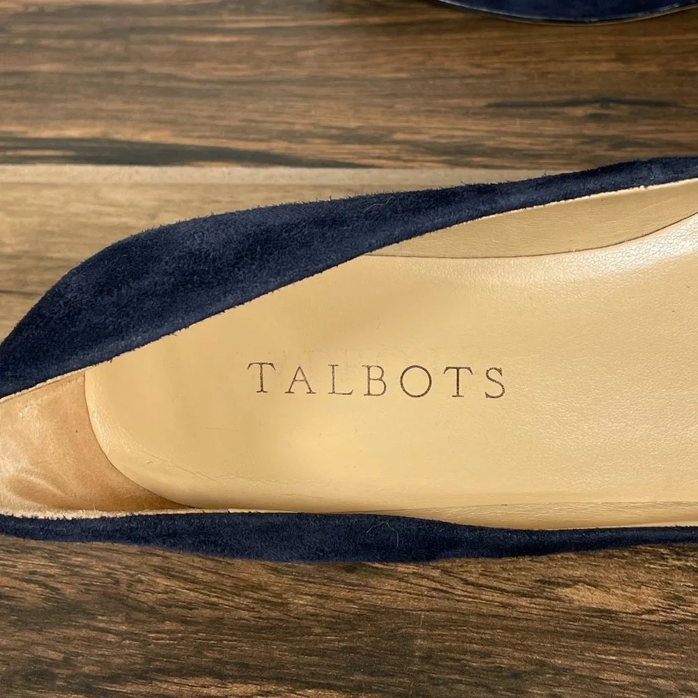 Talbots Women's Size 6.5 Shoes Blue Suede Slip On Comfort Wedge Pump